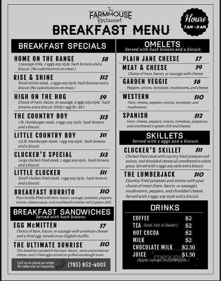 The Farmhouse - Sharon Springs, KS menu_pic
