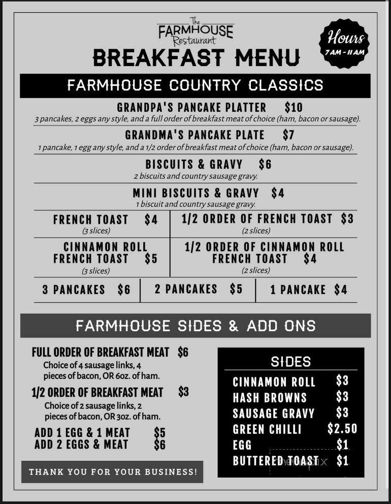 The Farmhouse - Sharon Springs, KS menu_pic