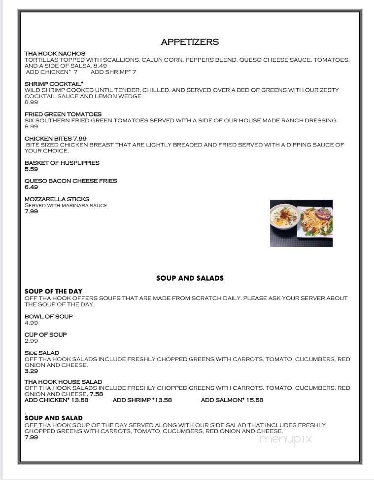 Off Tha Hook Seafood and Grill - Abbeville, SC menu_pic