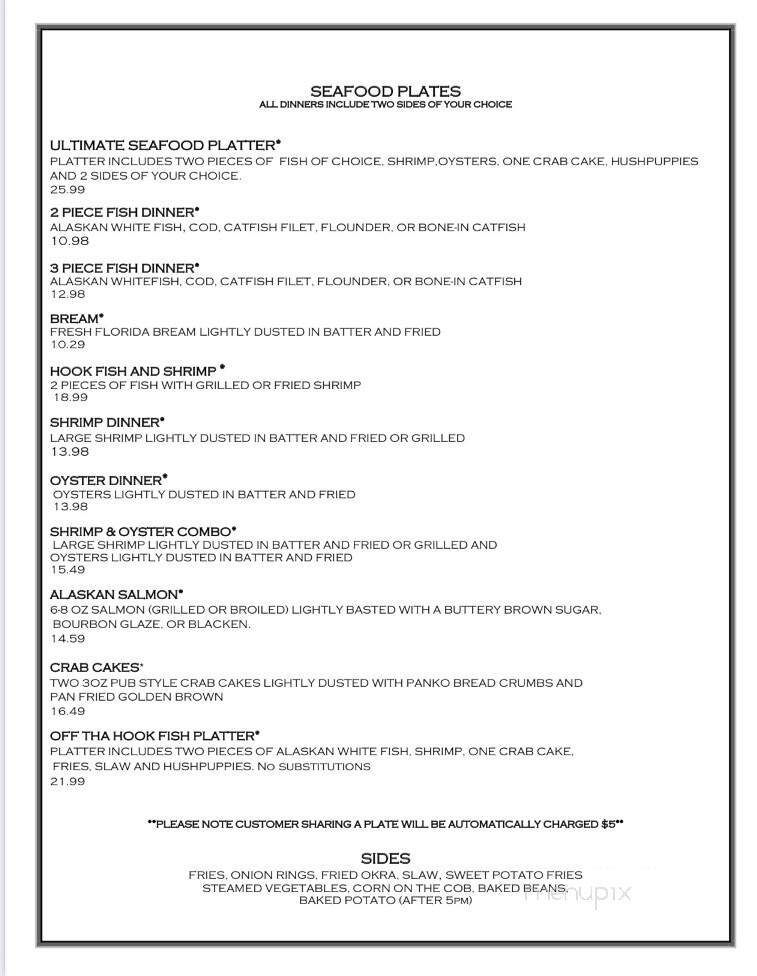 Off Tha Hook Seafood and Grill - Abbeville, SC menu_pic