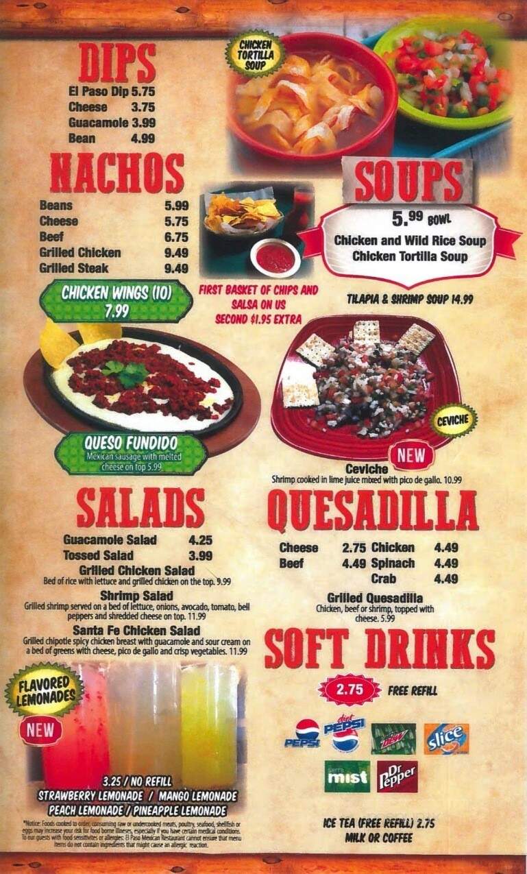 El paso Mexican Grill - Blairsville, PA menu_pic