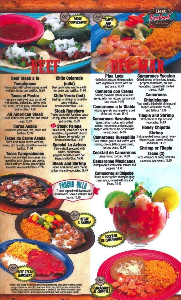 El paso Mexican Grill - Blairsville, PA menu_pic