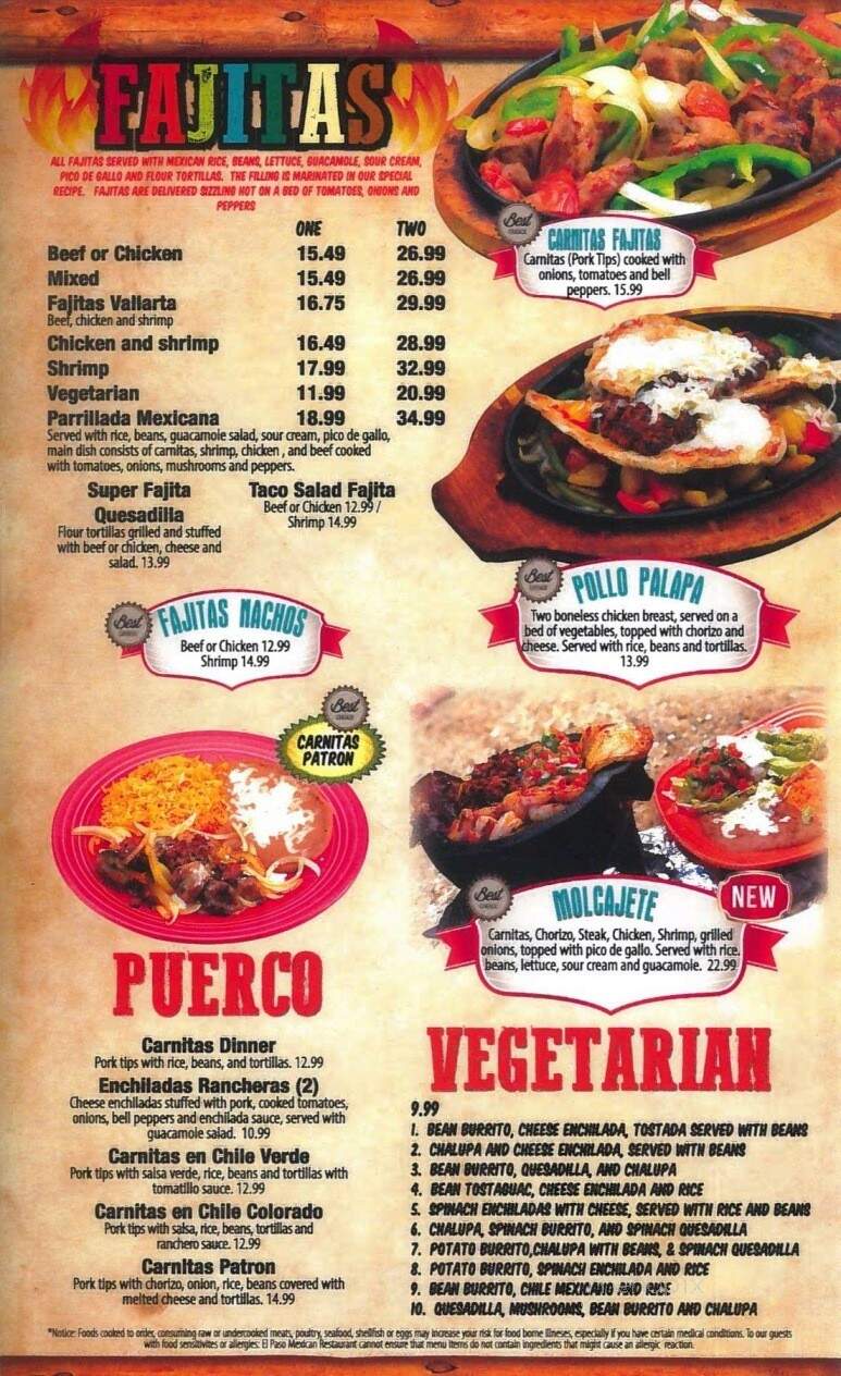 El paso Mexican Grill - Blairsville, PA menu_pic
