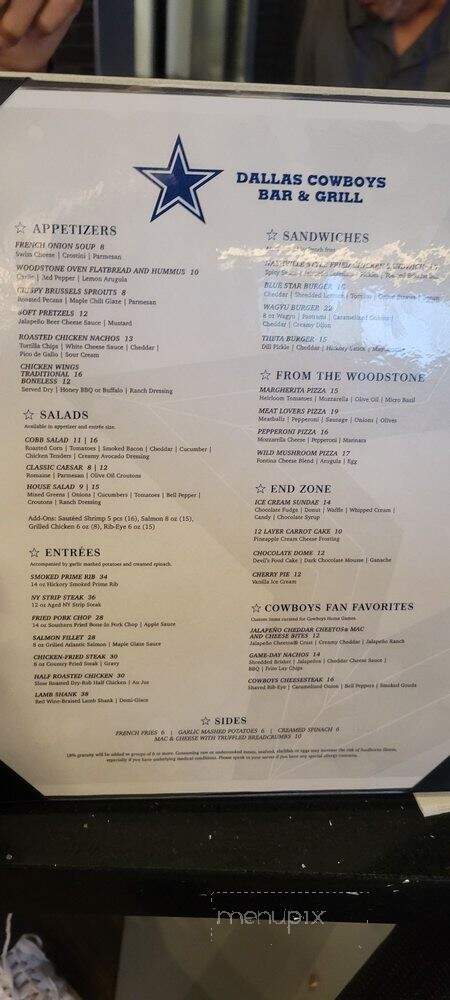 Dallas Cowboys Bar and Grill - Thackerville, OK menu_pic