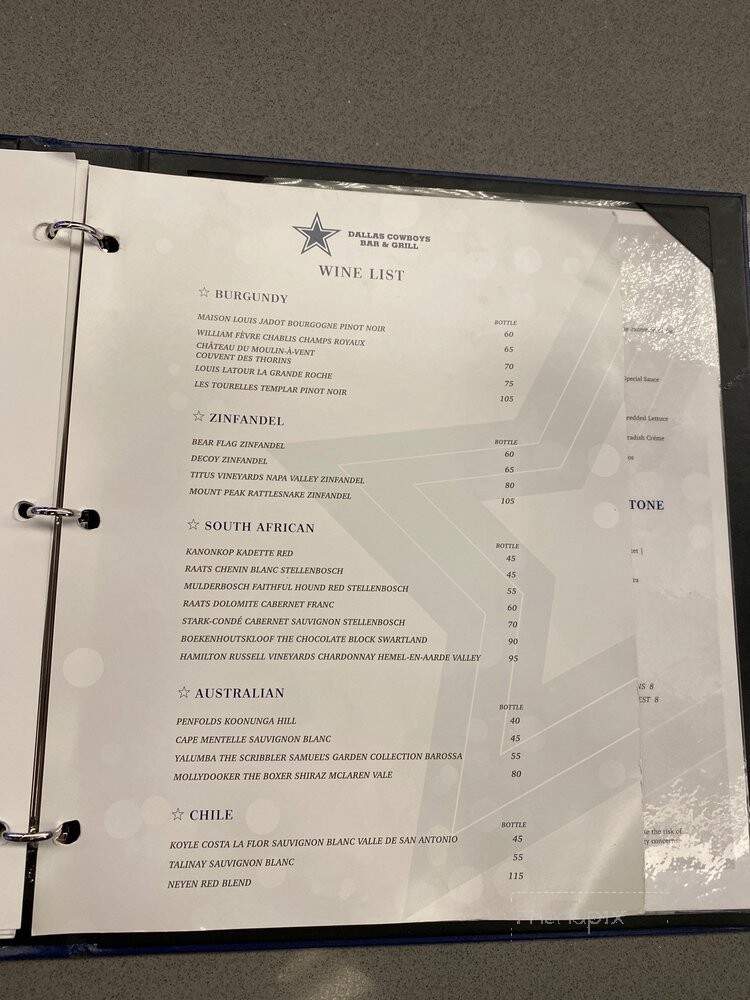 Dallas Cowboys Bar and Grill - Thackerville, OK menu_pic