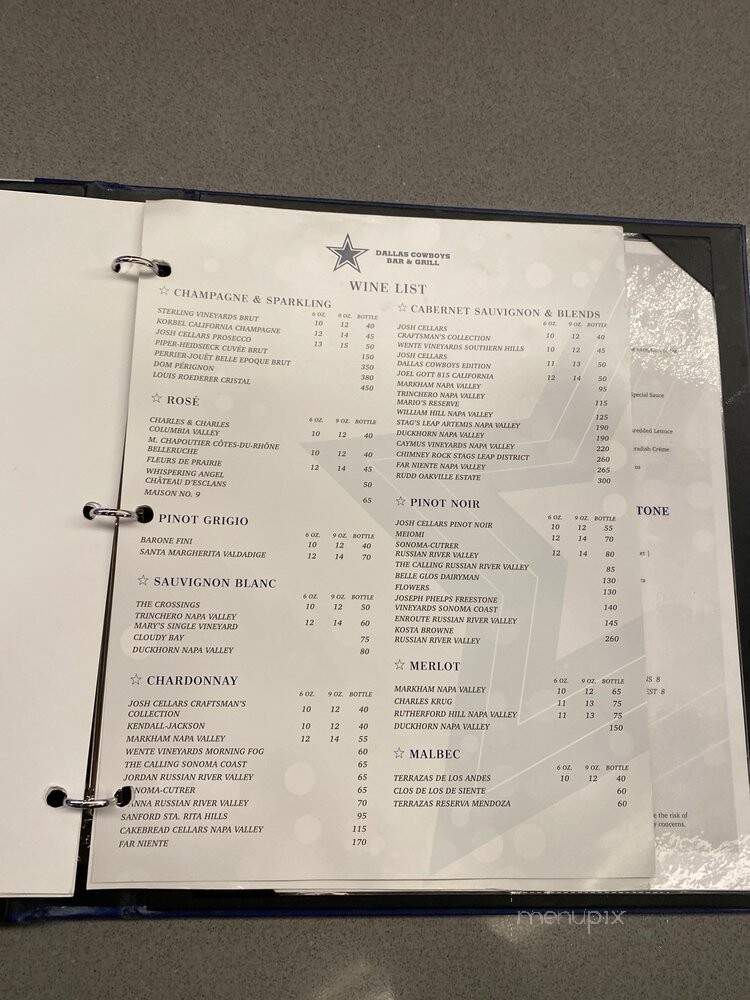 Dallas Cowboys Bar and Grill - Thackerville, OK menu_pic