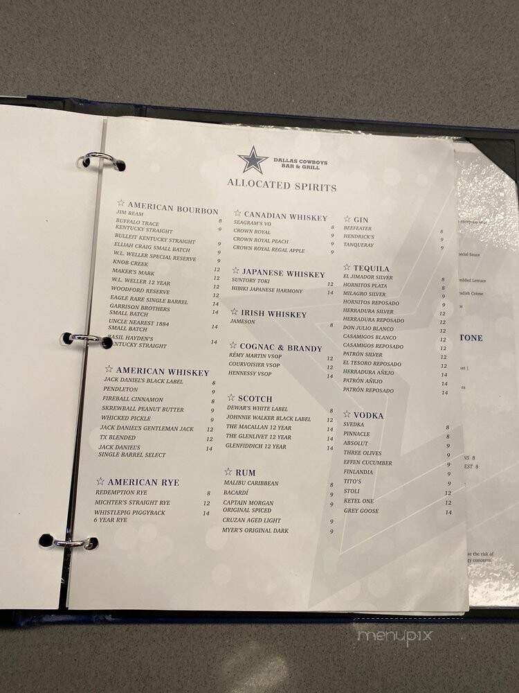 Dallas Cowboys Bar and Grill - Thackerville, OK menu_pic