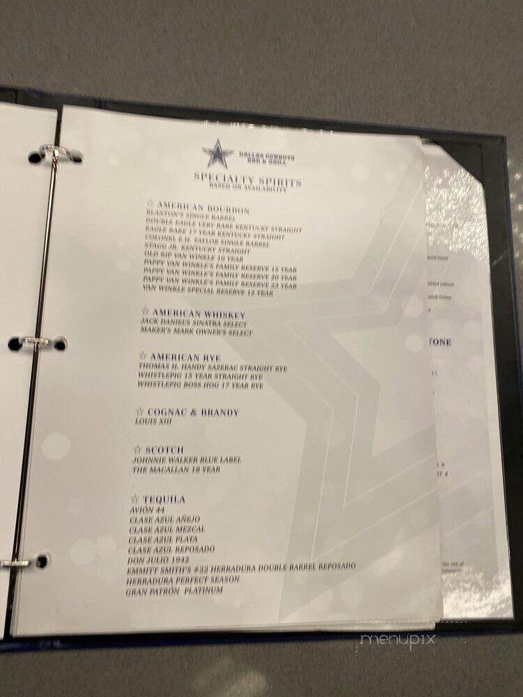 Dallas Cowboys Bar and Grill - Thackerville, OK menu_pic