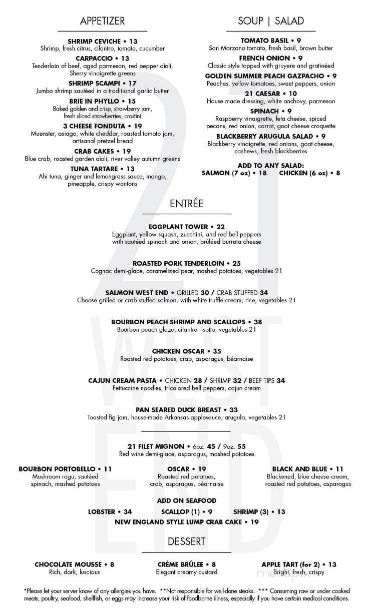 21 West End - Fort Smith, AR menu_pic