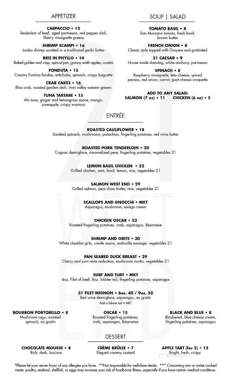 21 West End - Fort Smith, AR menu_pic