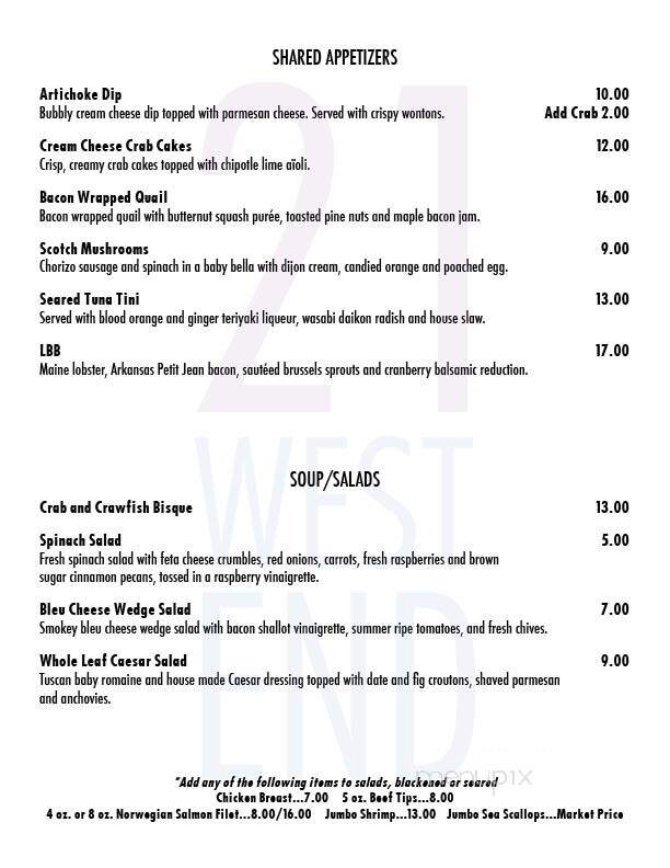 21 West End - Fort Smith, AR menu_pic