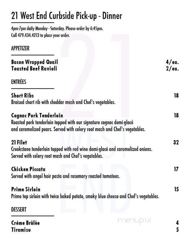 21 West End - Fort Smith, AR menu_pic