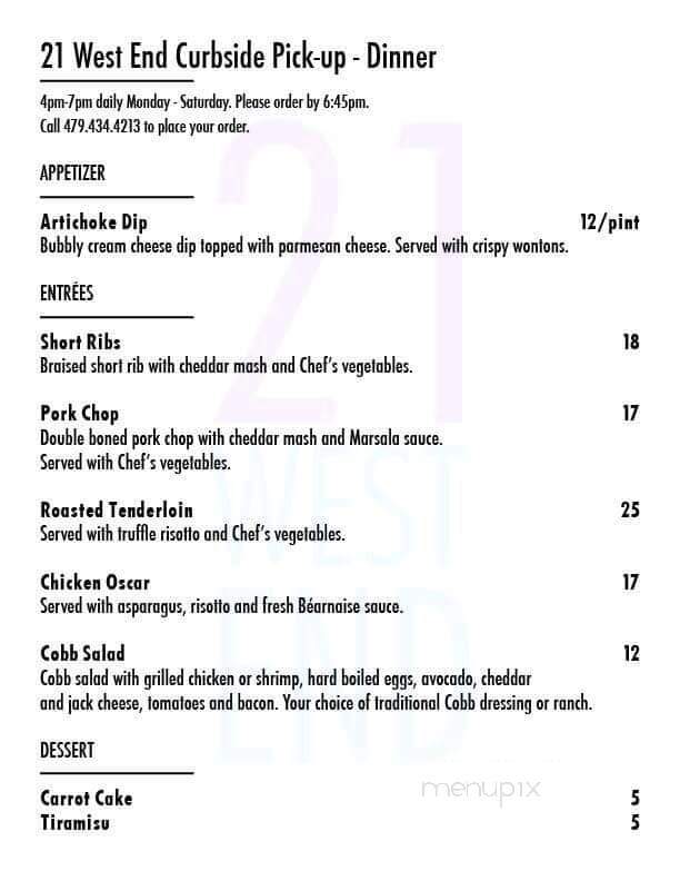 21 West End - Fort Smith, AR menu_pic