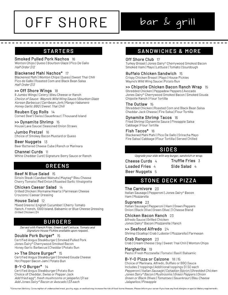 Off Shore Bar & Grill - Bellevue, IA menu_pic