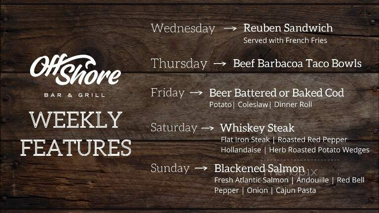 Off Shore Bar & Grill - Bellevue, IA menu_pic