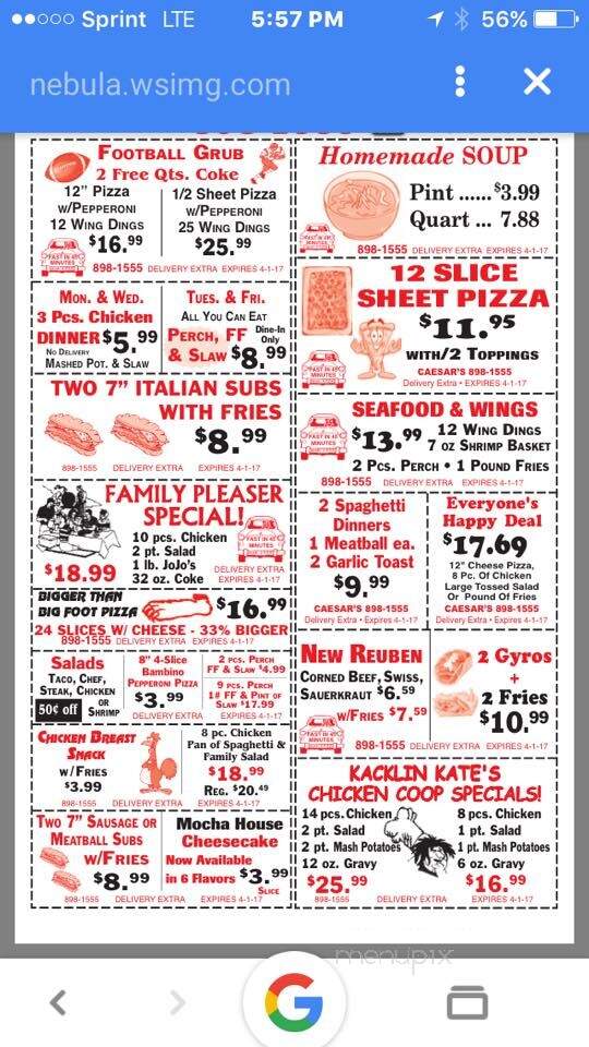 Caesar's Italian Restaurant - Warren, OH menu_pic
