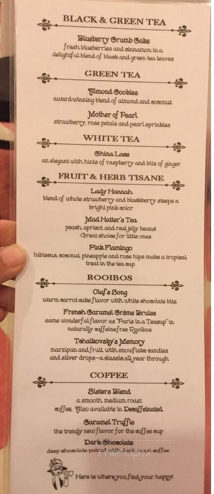 Sister's Tea Parlor and Boutique - Buckner, KY menu_pic