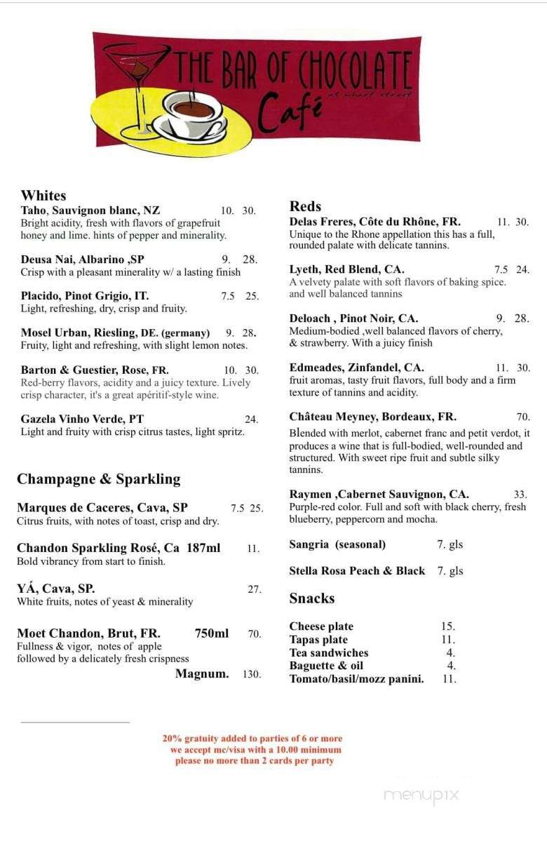 The Bar of Chocolate Cafe - Portland, ME menu_pic