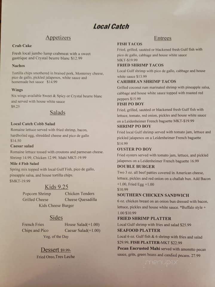 Local Catch Bar Grill - Santa Rosa Beach, FL menu_pic