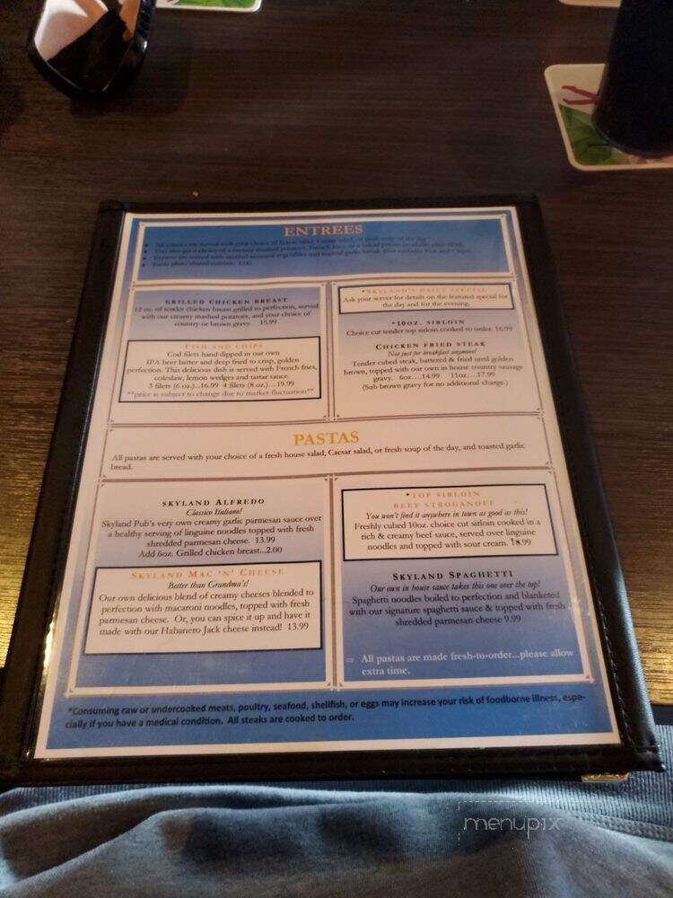 Skyland Pub - Troutdale, OR menu_pic
