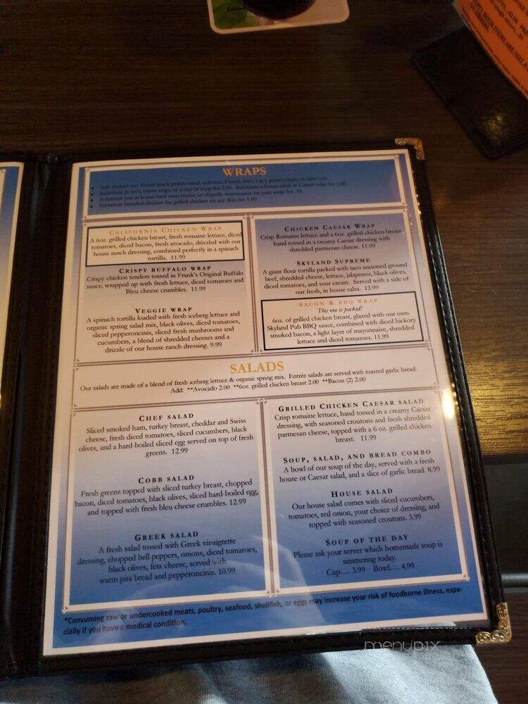 Skyland Pub - Troutdale, OR menu_pic