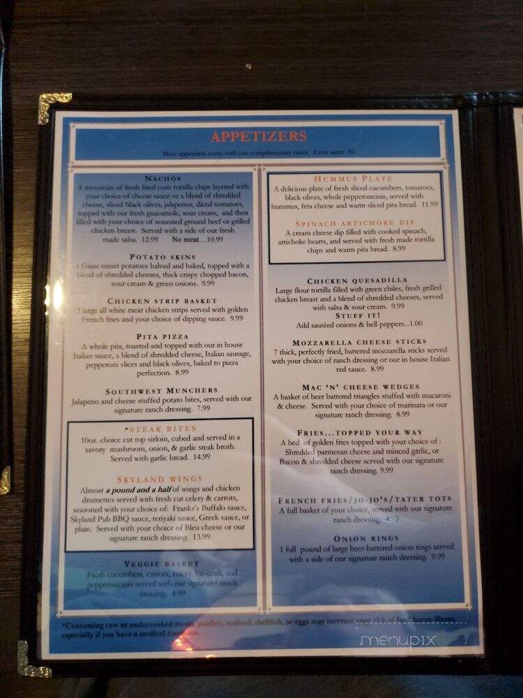 Skyland Pub - Troutdale, OR menu_pic