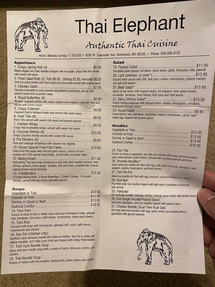 Thai Elephant - Kennewick, WA menu_pic