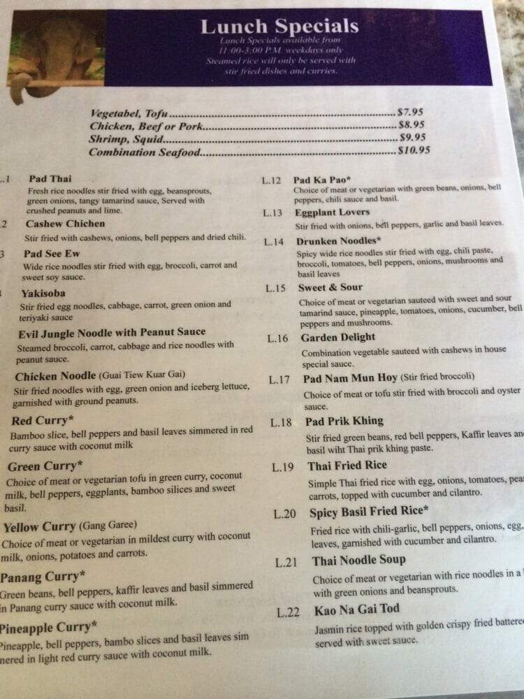 Thai Elephant - Kennewick, WA menu_pic
