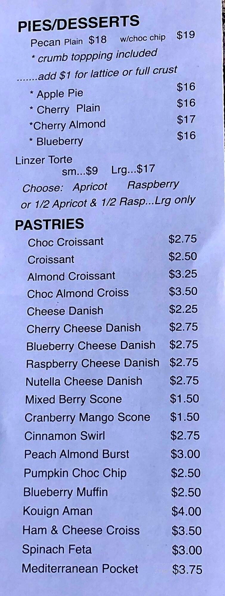 Bakers on Broad - Souderton, PA menu_pic