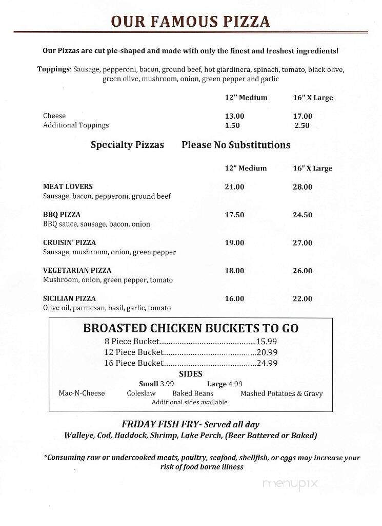 Cruisin - Gilberts, IL menu_pic
