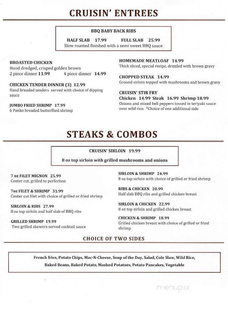 Cruisin - Gilberts, IL menu_pic