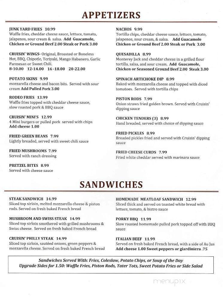 Cruisin - Gilberts, IL menu_pic