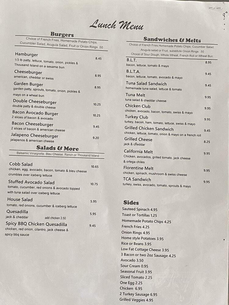 Ronnie's Diner - Los Angeles, CA menu_pic