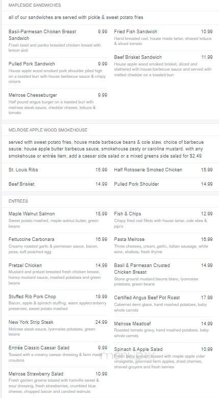 Mapleside Farms - Brunswick, OH menu_pic