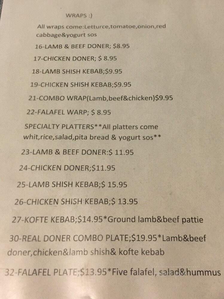 Real Doner - Petaluma, CA menu_pic