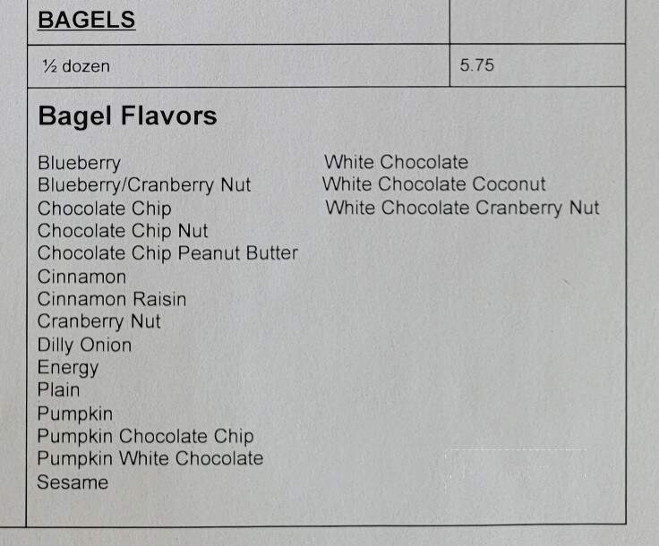 Gunkel's Bakery - Antigo, WI menu_pic