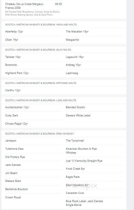 The Blue Rock Restaurant Bar - Shelburne Falls, MA menu_pic