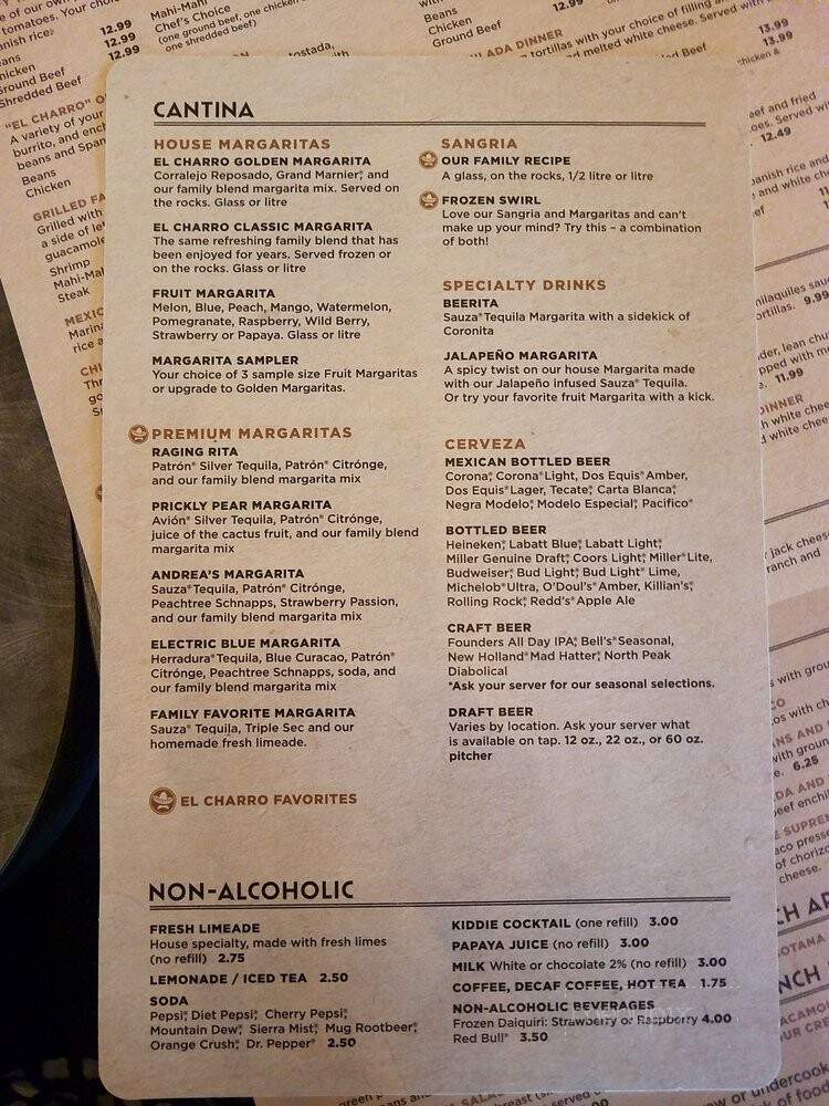El Charro Mexican Restaurant - Fraser, MI menu_pic
