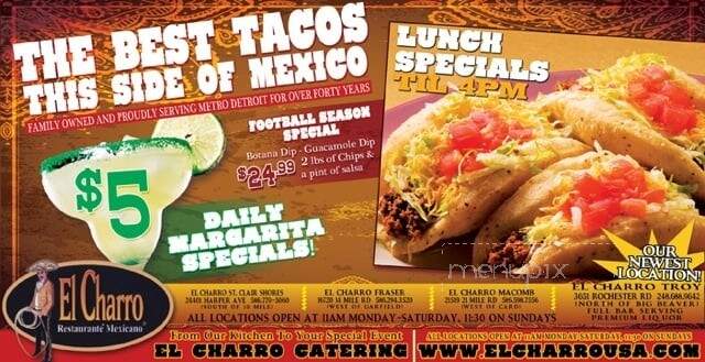 El Charro Mexican Restaurant - Fraser, MI menu_pic