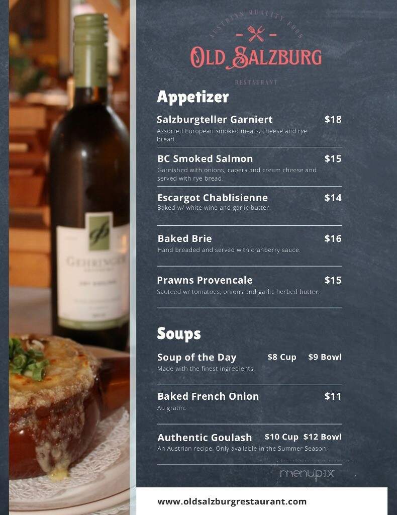The Old Salzburg Restaurant - Radium Hot Springs, BC menu_pic