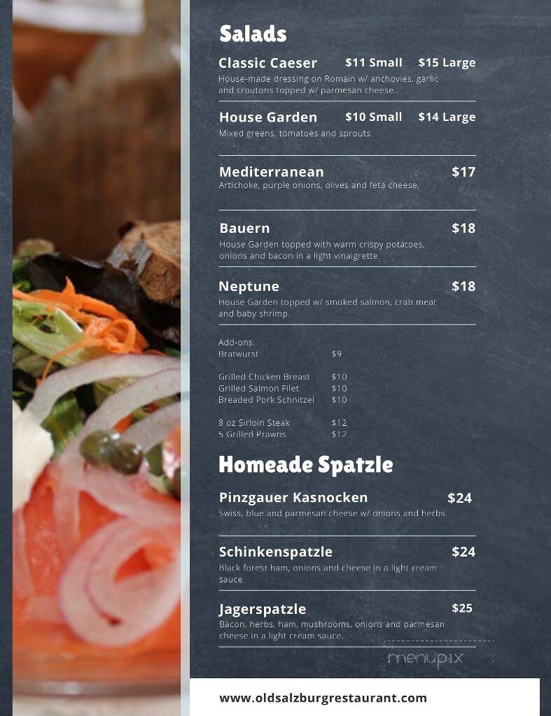 The Old Salzburg Restaurant - Radium Hot Springs, BC menu_pic