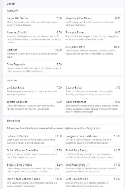 La Casa Ristorante - London, ON menu_pic