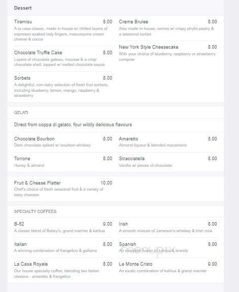 La Casa Ristorante - London, ON menu_pic