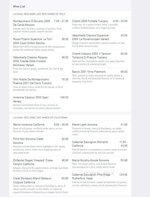 La Casa Ristorante - London, ON menu_pic