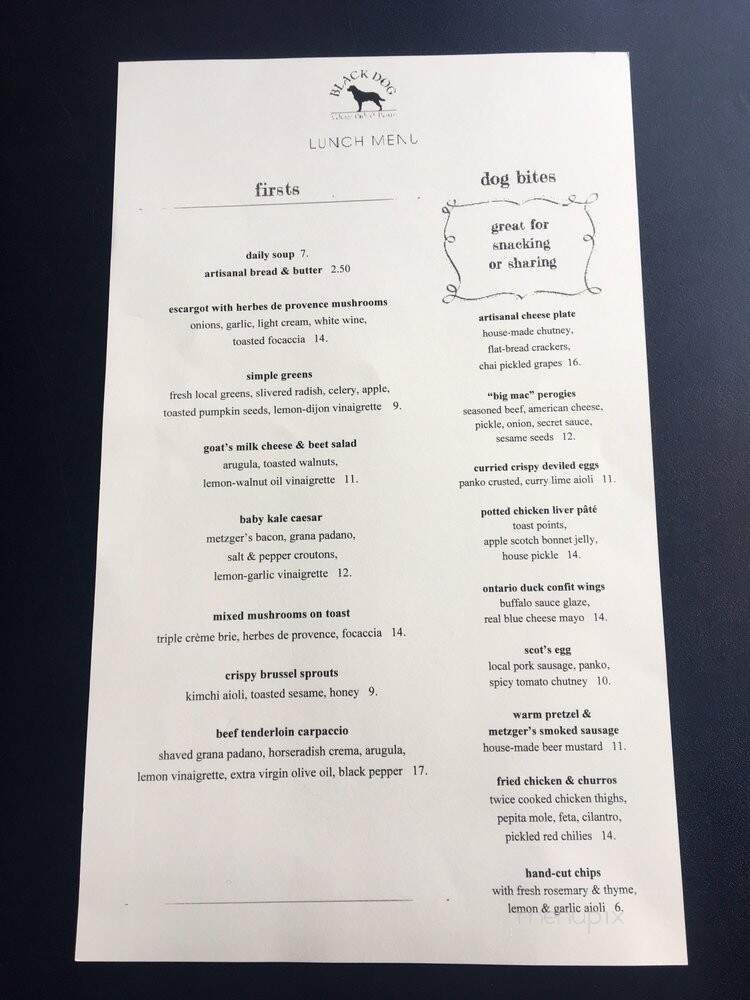 Black Dog Village Pub & Bistro - Bluewater, ON menu_pic