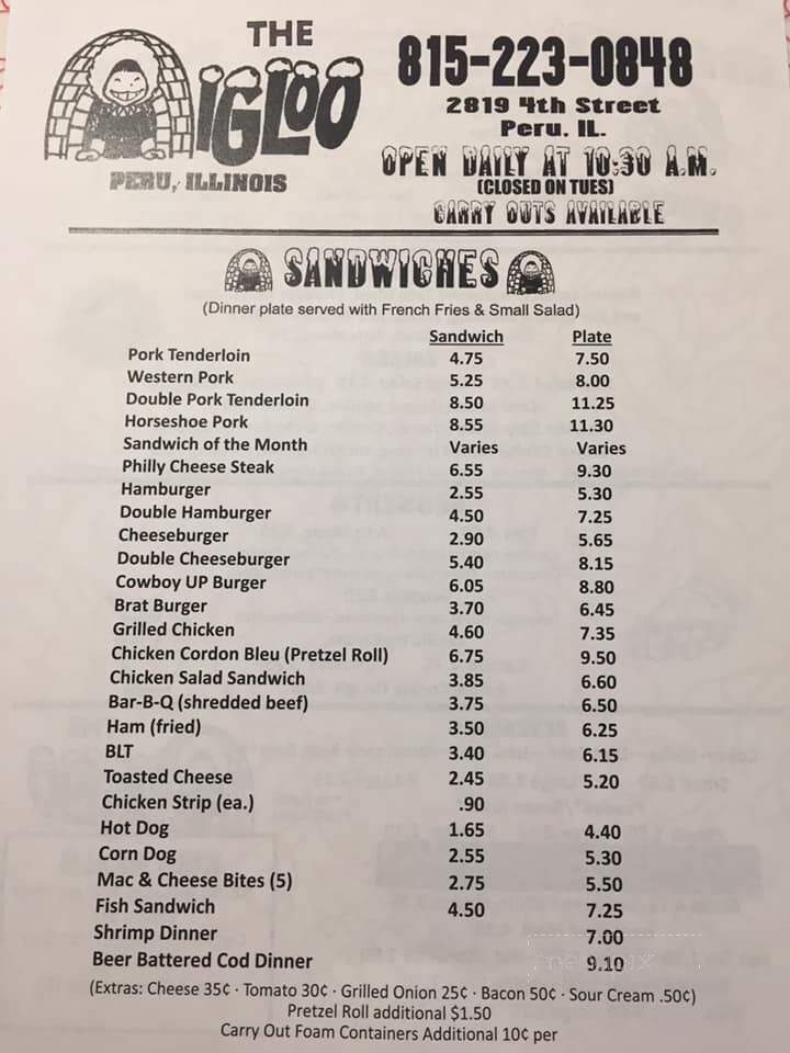 Igloo Drive-In - Peru, IL menu_pic