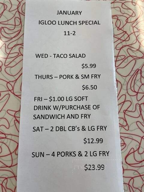 Igloo Drive-In - Peru, IL menu_pic