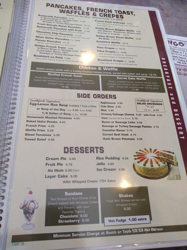 Southfork Family Restaurant - Orland Park, IL menu_pic