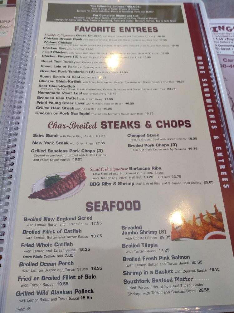 Southfork Family Restaurant - Orland Park, IL menu_pic
