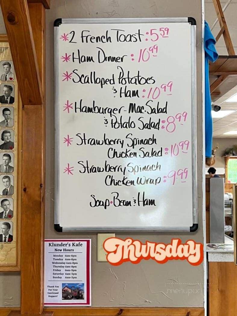 Klunder's Kafe - New Hampton, IA menu_pic